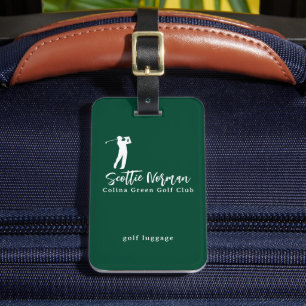 Green Personalised Golfers Name  Luggage Tag