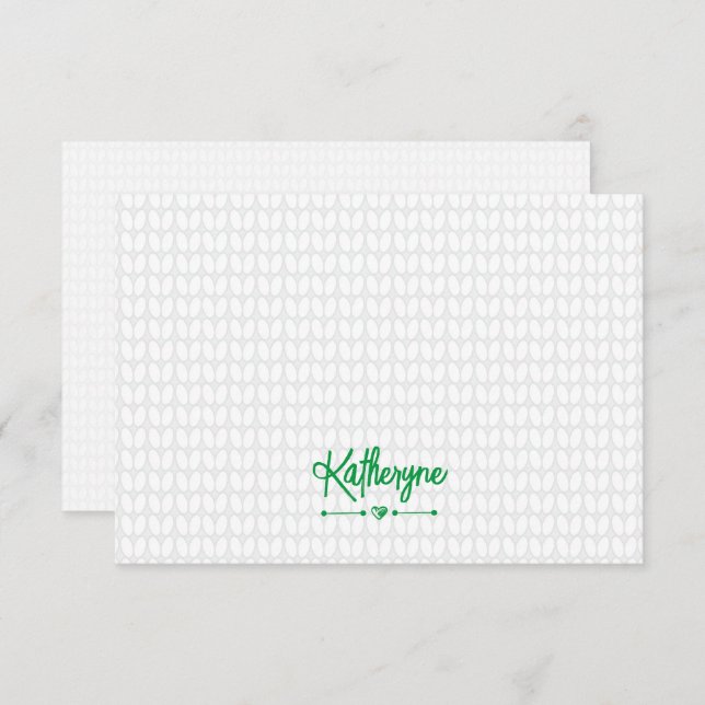 Green Personalised Knit Stitch Card (Front/Back)