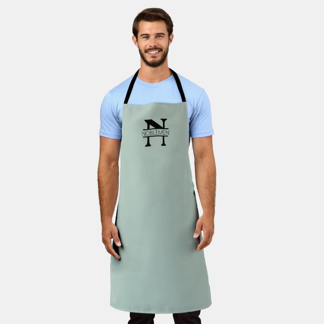 Green Personalised Monogram Apron (Worn)