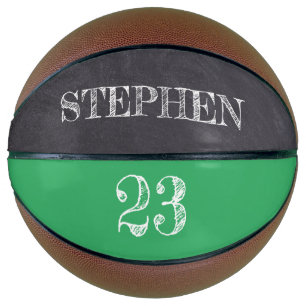 Green Personalised Name Number Chalkboard etching Basketball