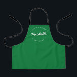 Green Personalised Name Year Master Baker Apron<br><div class="desc">Let's get baking. Customise the Name and established year as you need on this kid's apron. This personalised apron on green with white type. Stylish typography style treatment. Encourage the Master baker in your life with a special gift. Perfect for baking those holiday Christmas cookies, everyday desserts, treats and baked...</div>