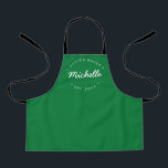 Green Personalised Name Year Master Baker Apron<br><div class="desc">Let's get baking. Customise the Name and established year as you need on this kid's apron. This personalised apron on green with white type. Stylish typography style treatment. Encourage the Master baker in your life with a special gift. Perfect for baking those holiday Christmas cookies, everyday desserts, treats and baked...</div>