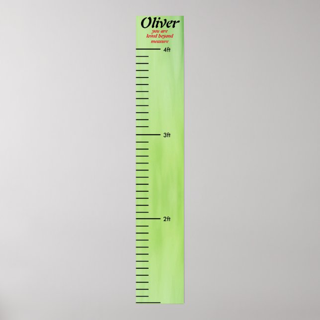 Green  Personalised  Nursery Wall Growth Chart (Front)