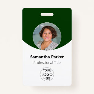 Green Personalised Photo, Logo, Barcode Employee ID Badge
