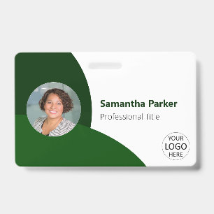 Green Personalised Photo, Logo, Barcode Employee ID Badge