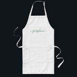 Green Personalised script name adult apron<br><div class="desc">Make a stylish statement at your botanical succulent workshop or cooking class with our elegant "Green Personalised Script Name Adult Apron"! Designed to impress, these personalised aprons are the perfect giveaway to delight your guests and leave a lasting impression. The apron features an enchanting green colour that exudes freshness and...</div>