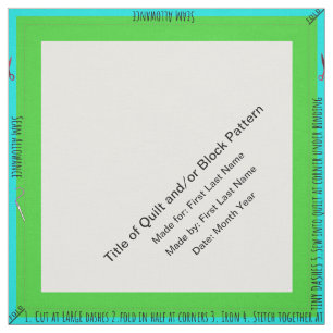 Green Personalised Simple Quilt Label Corner Fabric