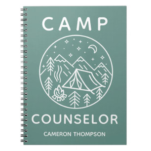 Green Personalised Summer Camp Counsellor Notebook