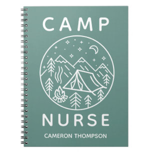 Green Personalised Summer Camp Nurse Notebook