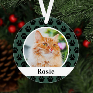 Green Pet Monogram   Holiday Photo Ornament