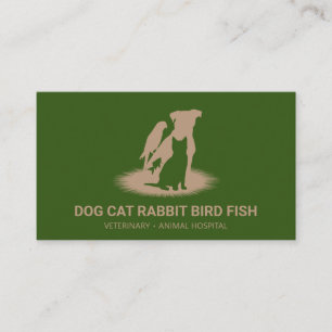 Green Pet Store Boutique cat dog bird rabbit fish Business Card