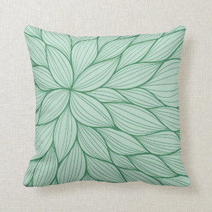 Green Petal Watercolor Pillow