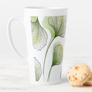 Green petals latte mug