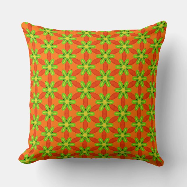 Green Petals of Six  Cushion (Front)