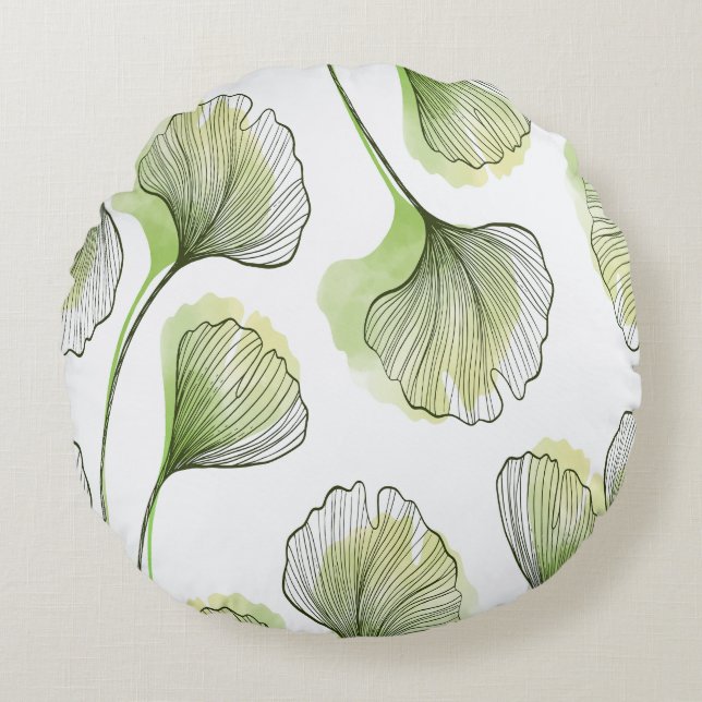 Green petals round cushion (Front)