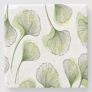 Green petals stone coaster