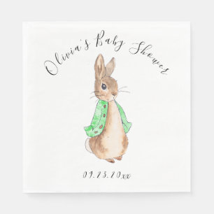 Green Peter Rabbit Baby Shower Napkin