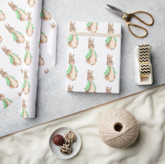 Green Peter Rabbit Baby Shower Wrapping Paper