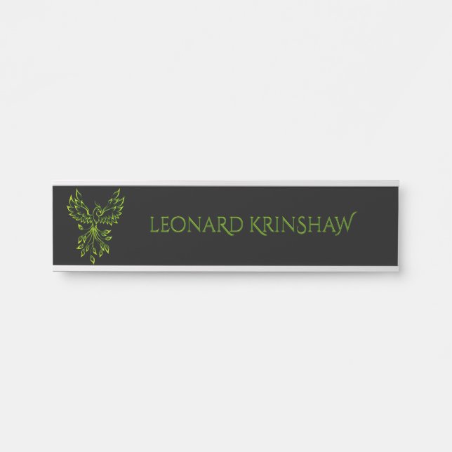 Green Phoenix Rises Black Door Sign (Front)