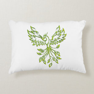 Green Phoenix Rises Decorative Cushion