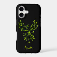 Green Phoenix Rises on Black