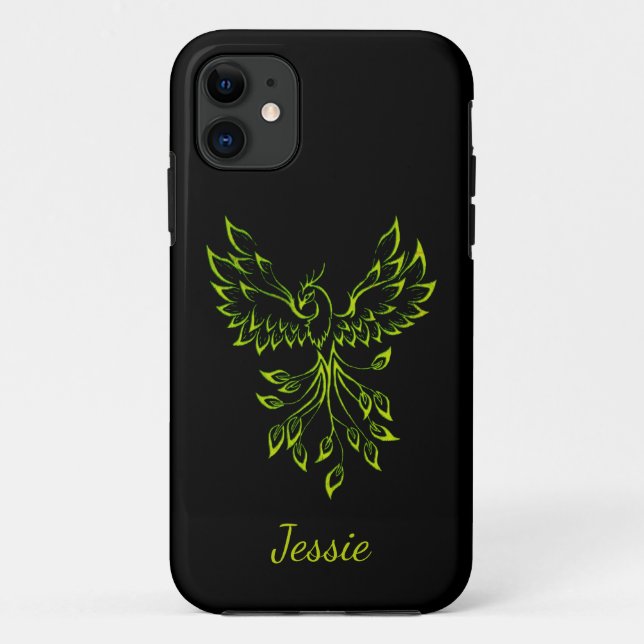 Green Phoenix Rises on Black  Case-Mate iPhone Case (Back)