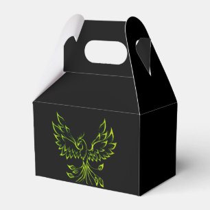 Green Phoenix Rises on Black Favour Box