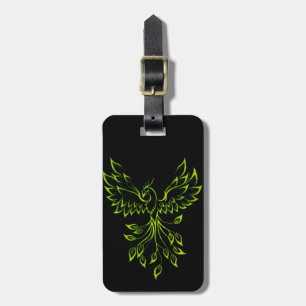 Green Phoenix Rises on Black Luggage Tag