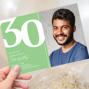 Green Photo 30th Birthday Party Invitation