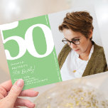 Green Photo 50th Birthday Party Invitation<br><div class="desc">Create lasting memories at your 50th birthday bash with these trendy green birthday party invitations! Featuring a large bold serif font showcasing the number '50', a photo of the birthday boy / girl, and a modern template that is easy to personalise, these invitations will capture the spirit of the occasion....</div>