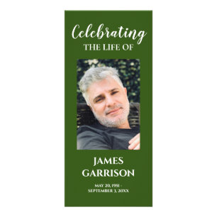 Green Photo Celebration of Life Memorial Program Rack Card