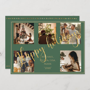 Green Photo Christmas Gold Happy Holidays Holiday Card