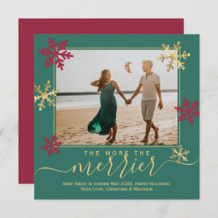 Green Photo Christmas Pregnancy Announcement Card