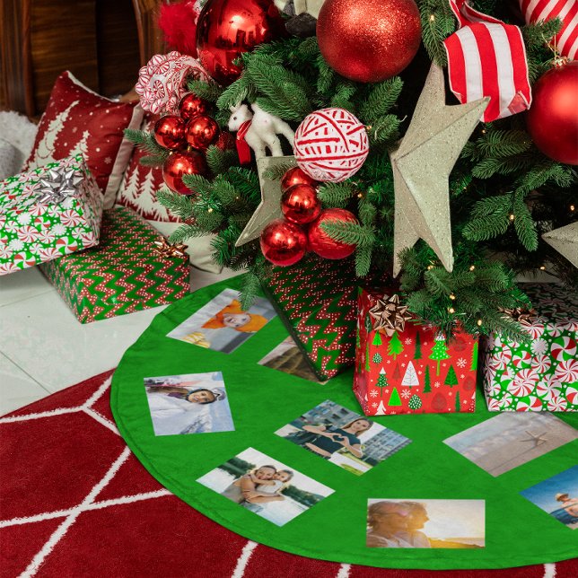 Green Photo Collage Brushed Polyester Tree Skirt (Green Photo Collage Brushed Polyester Tree Skirt)