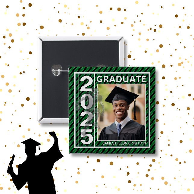 Green Photo Football Graduation Button (Creator Uploaded)