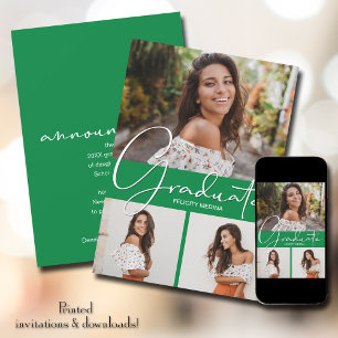 Green Photo Graduation Announcement