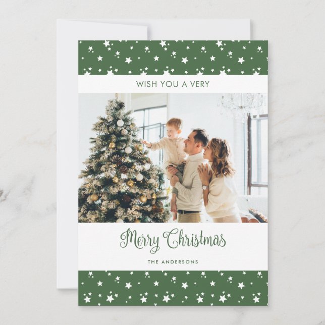 Green Photo New Home Address Holiday Cards (Front)