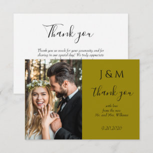 Green Photo Wedding Thank You Card