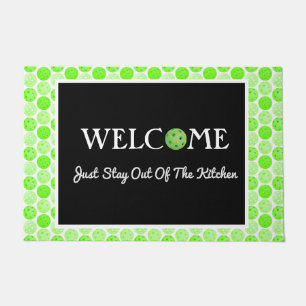 Green Pickleball Balls, Stay Out of the Kitchen Doormat