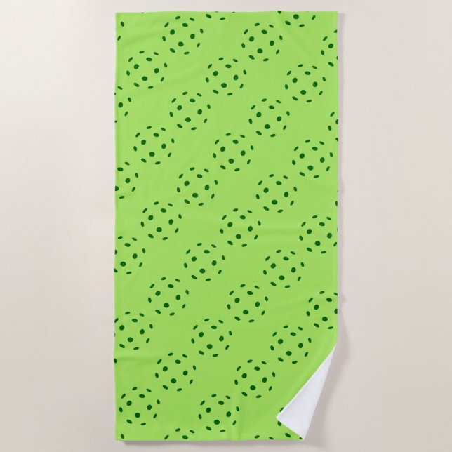 Green Pickleball Beach Towel (Front)