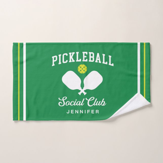 Green Pickleball Social Club Custom Name Hand Towel (Hand Towel)