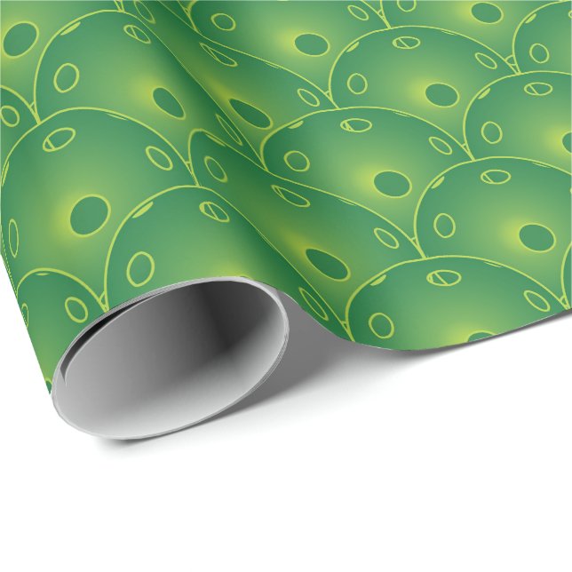 Green pickleballs all over wrapping paper (Roll Corner)
