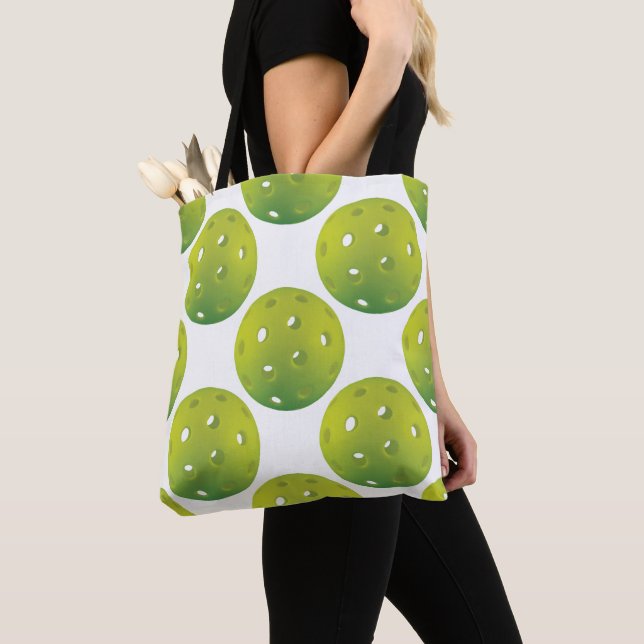 Green Pickleballs Tote Bag (Close Up)