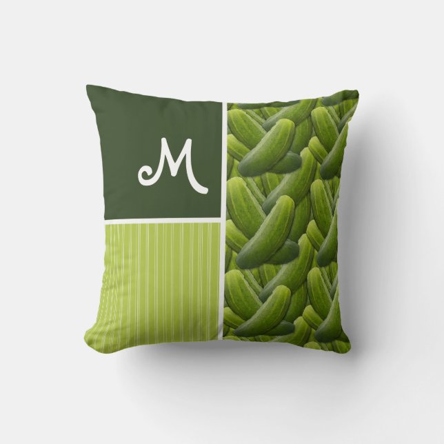 Green Pickles; Pickle Pattern Cushion (Front)