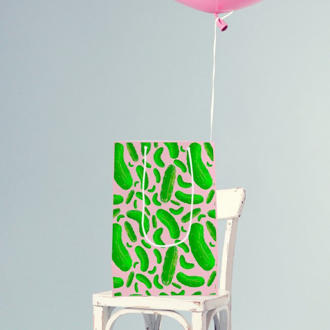 Green Pickles Pink Background Medium Gift Bag (Creator Uploaded)