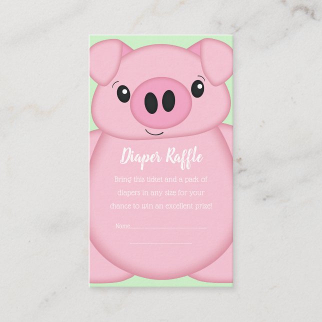 Green Pig Baby Shower Enclosure Card (Front)