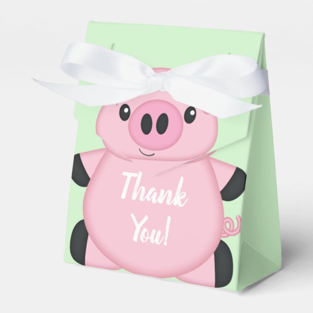 Green Pig Baby Shower Favour Box (Front Side)