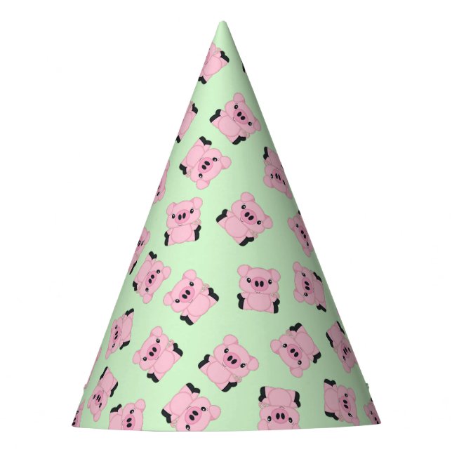 Green Pig Birthday Party Hat (Front)