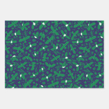 Green pigeons on blue