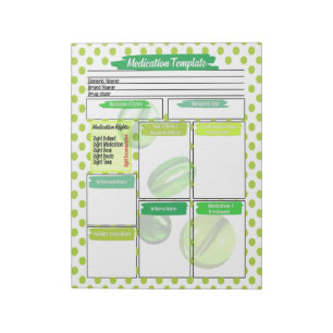 Green Pill Nursing Student Medication Template Notepad